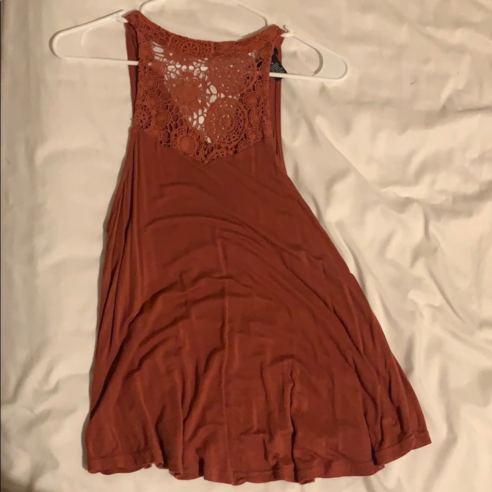 High neck lace razor back tank top